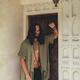 Sage Green Tribal Kimono Robe for Men - AYA SW IDR