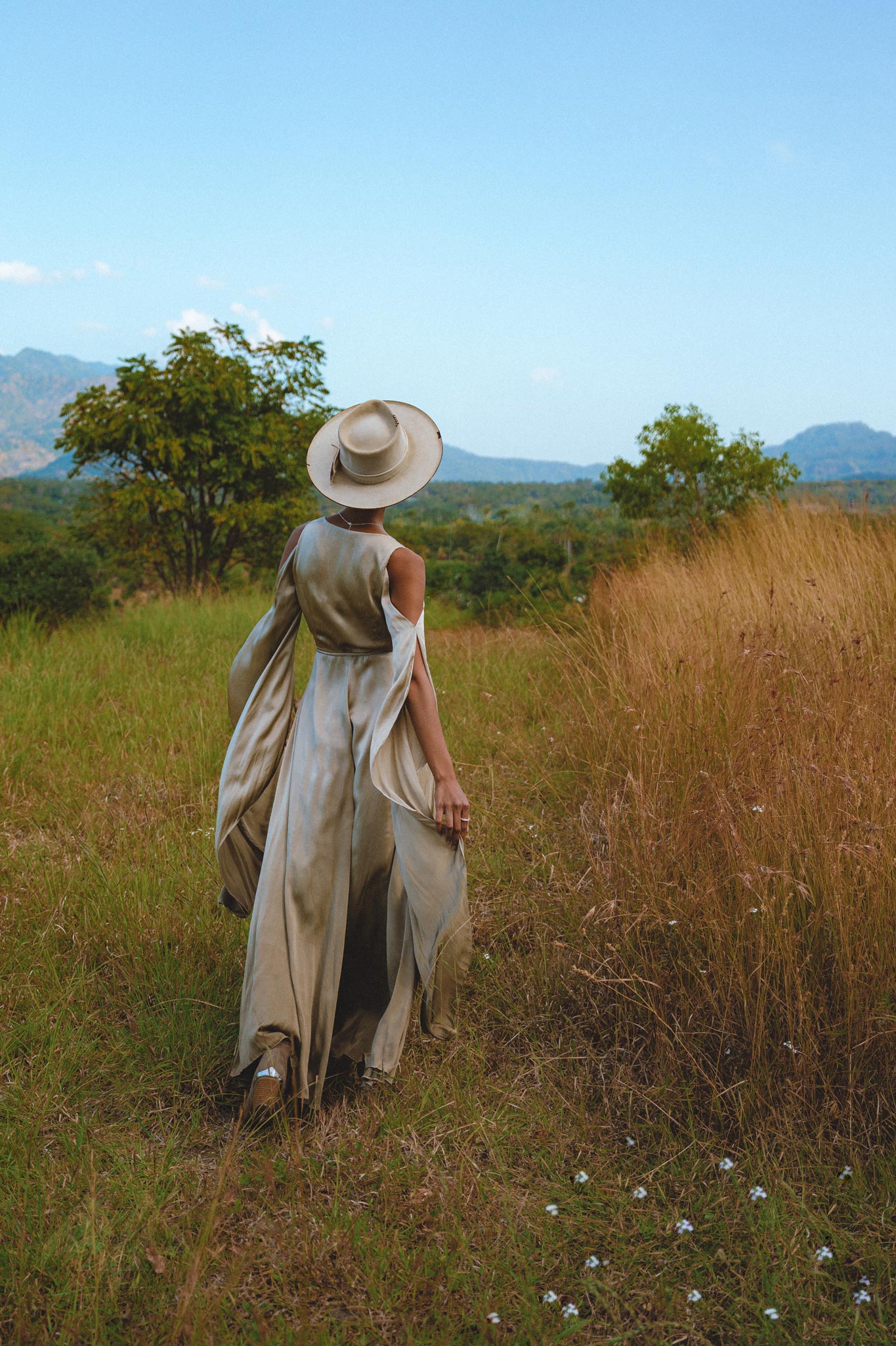 Sage Matangi Peace Silk Gown • Boho Bridal Silk Dress • Boho Elegant Dress • Wedding Dress - AYA SW IDR