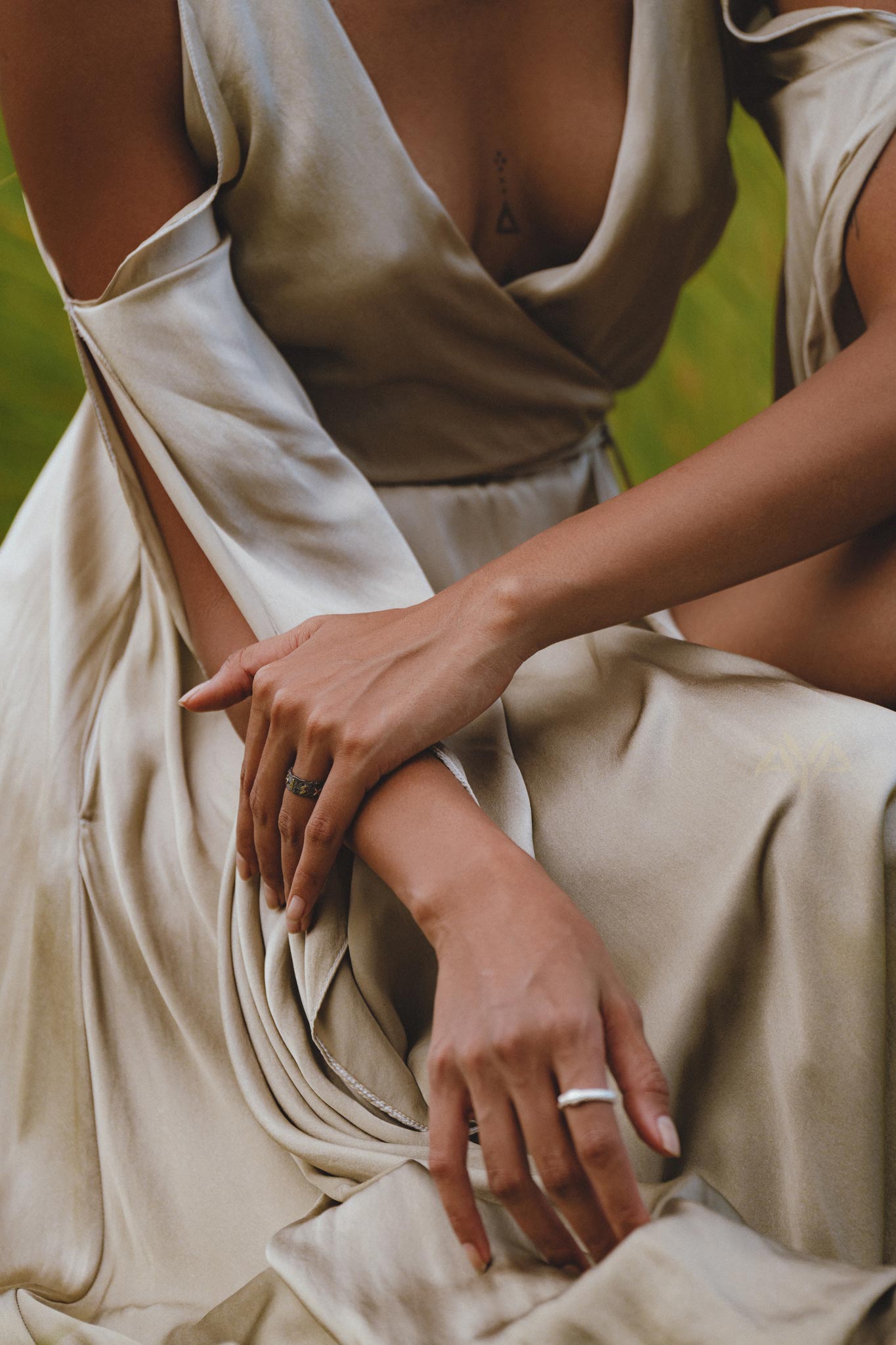 Sage Matangi Peace Silk Gown • Boho Bridal Silk Dress • Boho Elegant Dress • Wedding Dress - AYA SW IDR