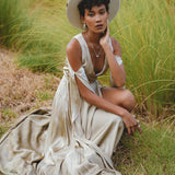 Sage Matangi Peace Silk Gown • Boho Bridal Silk Dress • Boho Elegant Dress • Wedding Dress - AYA SW IDR