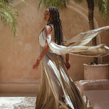 Sage Matangi Peace Silk Gown • Boho Bridal Silk Dress • Boho Elegant Dress • Wedding Dress - AYA SW IDR