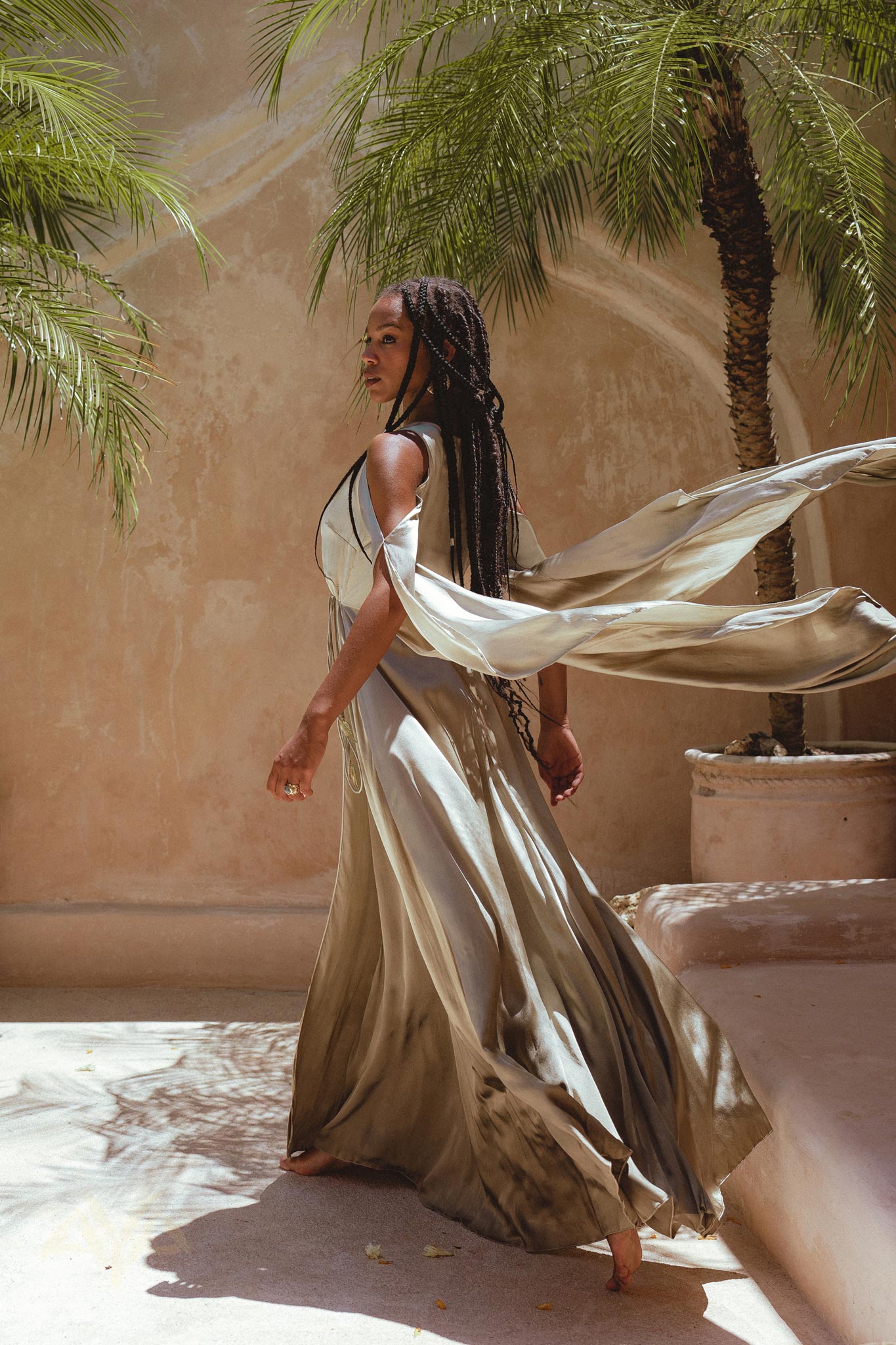 Sage Matangi Peace Silk Gown • Boho Bridal Silk Dress • Boho Elegant Dress • Wedding Dress - AYA SW IDR