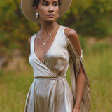 Sage Matangi Peace Silk Gown • Boho Bridal Silk Dress • Boho Elegant Dress • Wedding Dress - AYA SW IDR