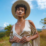 Sage Matangi Peace Silk Gown • Boho Bridal Silk Dress • Boho Elegant Dress • Wedding Dress - AYA SW IDR