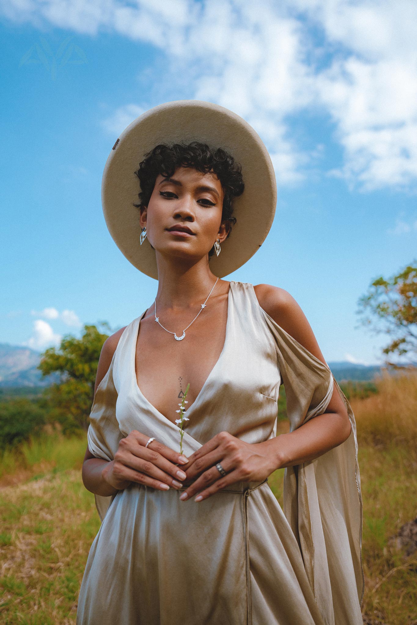 Sage Matangi Peace Silk Gown • Boho Bridal Silk Dress • Boho Elegant Dress • Wedding Dress - AYA SW IDR