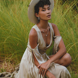 Sage Matangi Peace Silk Gown • Boho Bridal Silk Dress • Boho Elegant Dress • Wedding Dress - AYA SW IDR