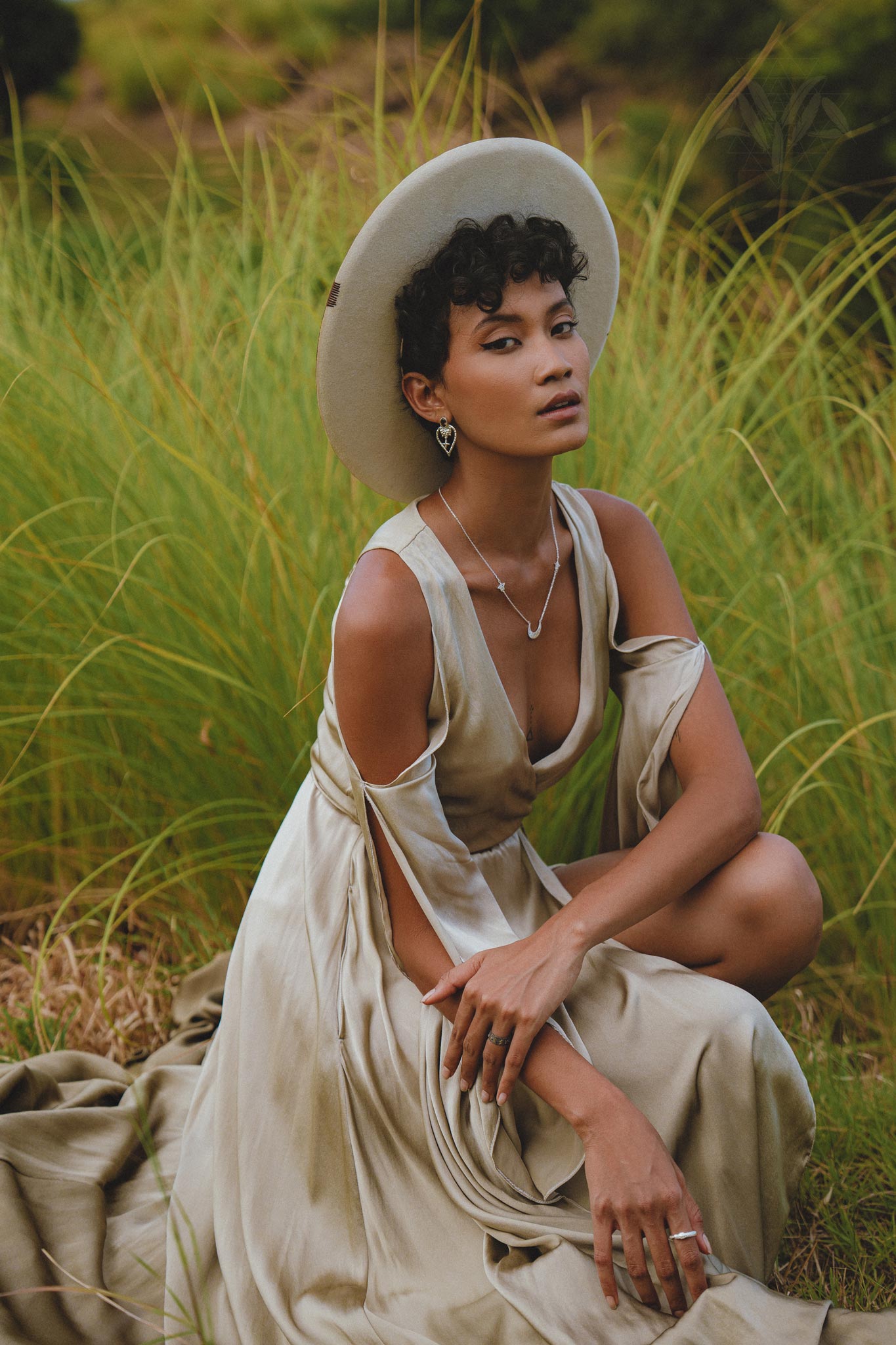 Sage Matangi Peace Silk Gown • Boho Bridal Silk Dress • Boho Elegant Dress • Wedding Dress - AYA SW IDR