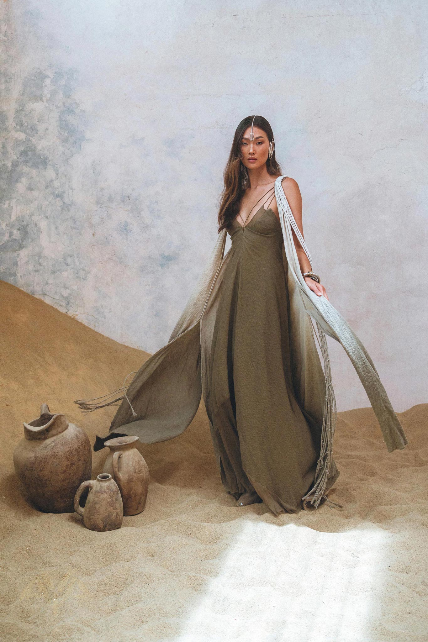 Sage Padma Dress • Boho Minimalist Dress • Boho Elegant Goddess Dress - AYA SW IDR
