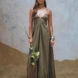 Sage Padma Dress • Boho Minimalist Dress • Boho Elegant Goddess Dress - AYA SW IDR