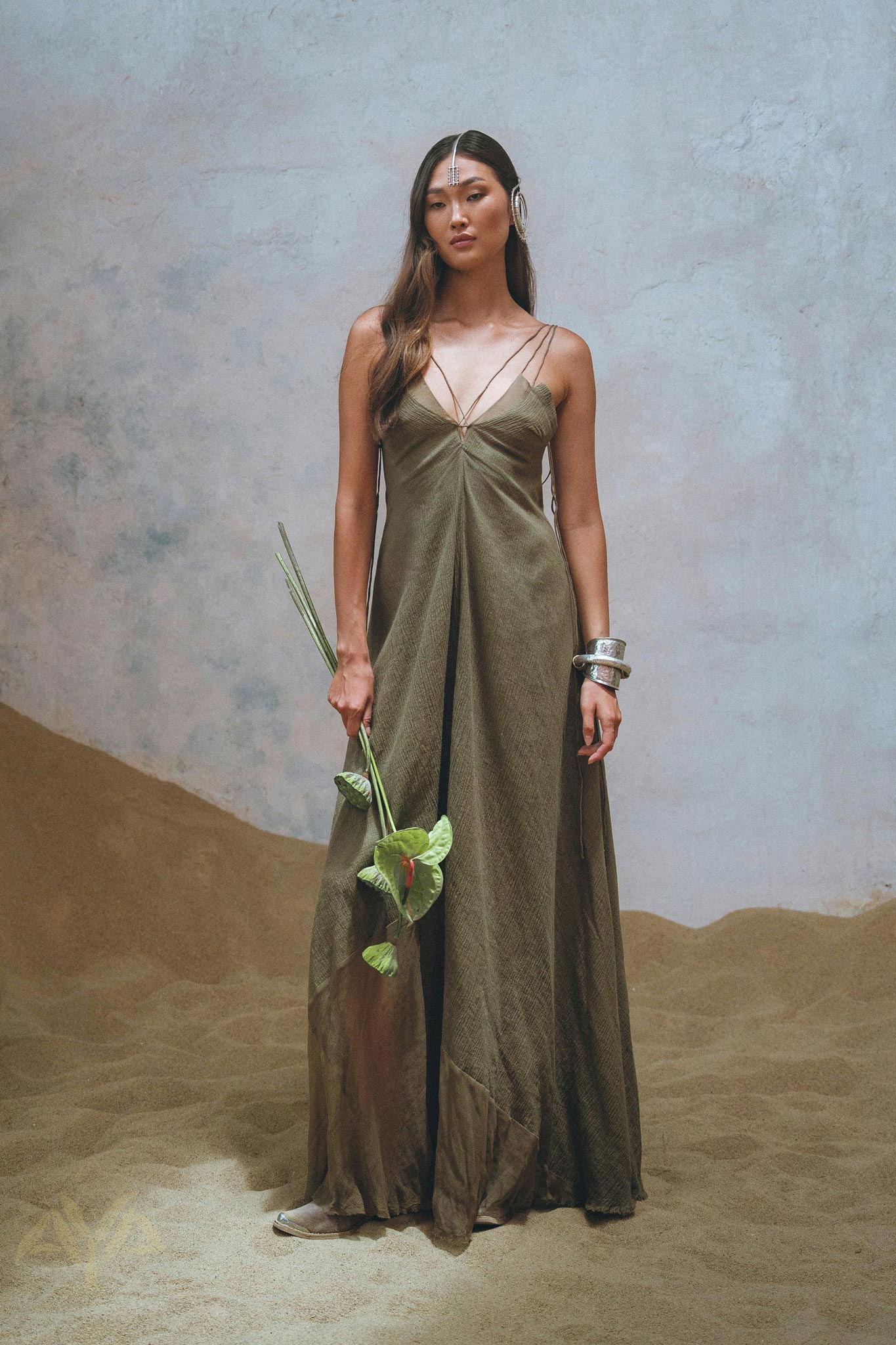 Sage Padma Dress • Boho Minimalist Dress • Boho Elegant Goddess Dress - AYA SW IDR
