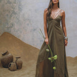 Sage Padma Dress • Boho Minimalist Dress • Boho Elegant Goddess Dress - AYA SW IDR
