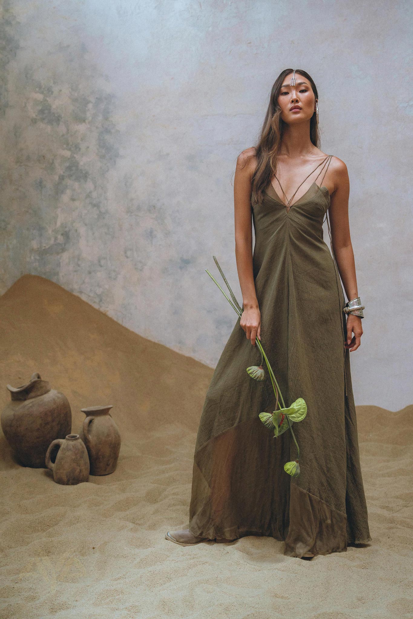 Sage Padma Dress • Boho Minimalist Dress • Boho Elegant Goddess Dress - AYA SW IDR