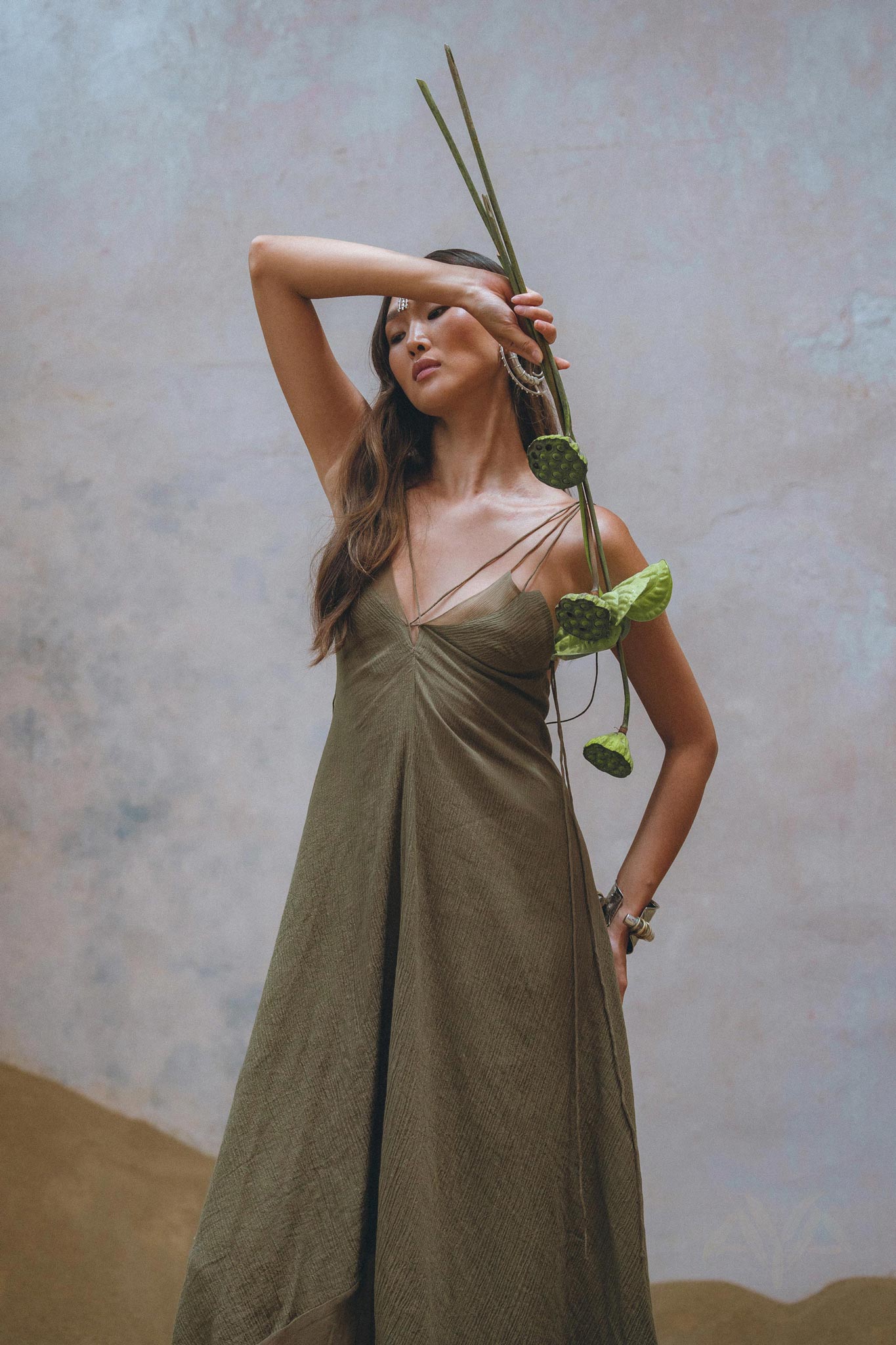 Sage Padma Dress • Boho Minimalist Dress • Boho Elegant Goddess Dress - AYA SW IDR