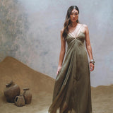 Sage Padma Dress • Boho Minimalist Dress • Boho Elegant Goddess Dress - AYA SW IDR