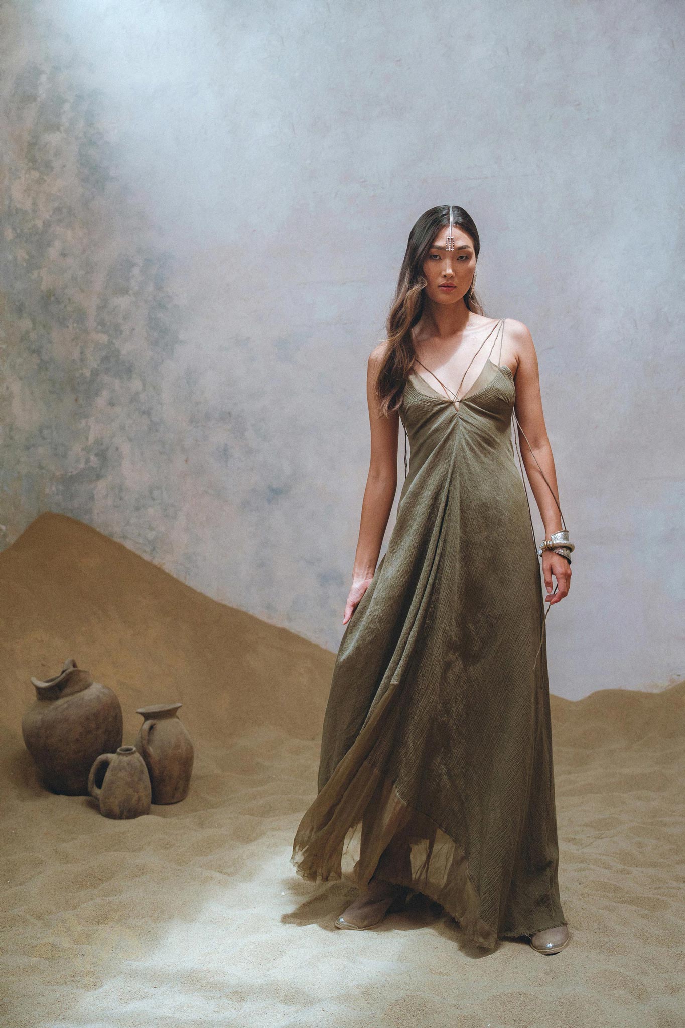 Sage Padma Dress • Boho Minimalist Dress • Boho Elegant Goddess Dress - AYA SW IDR