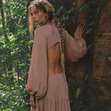 Samudra Dress in Blush Rose – Backless Boho Maxi Dress - AYA SW IDR