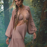 Samudra Dress in Blush Rose – Backless Boho Maxi Dress - AYA SW IDR