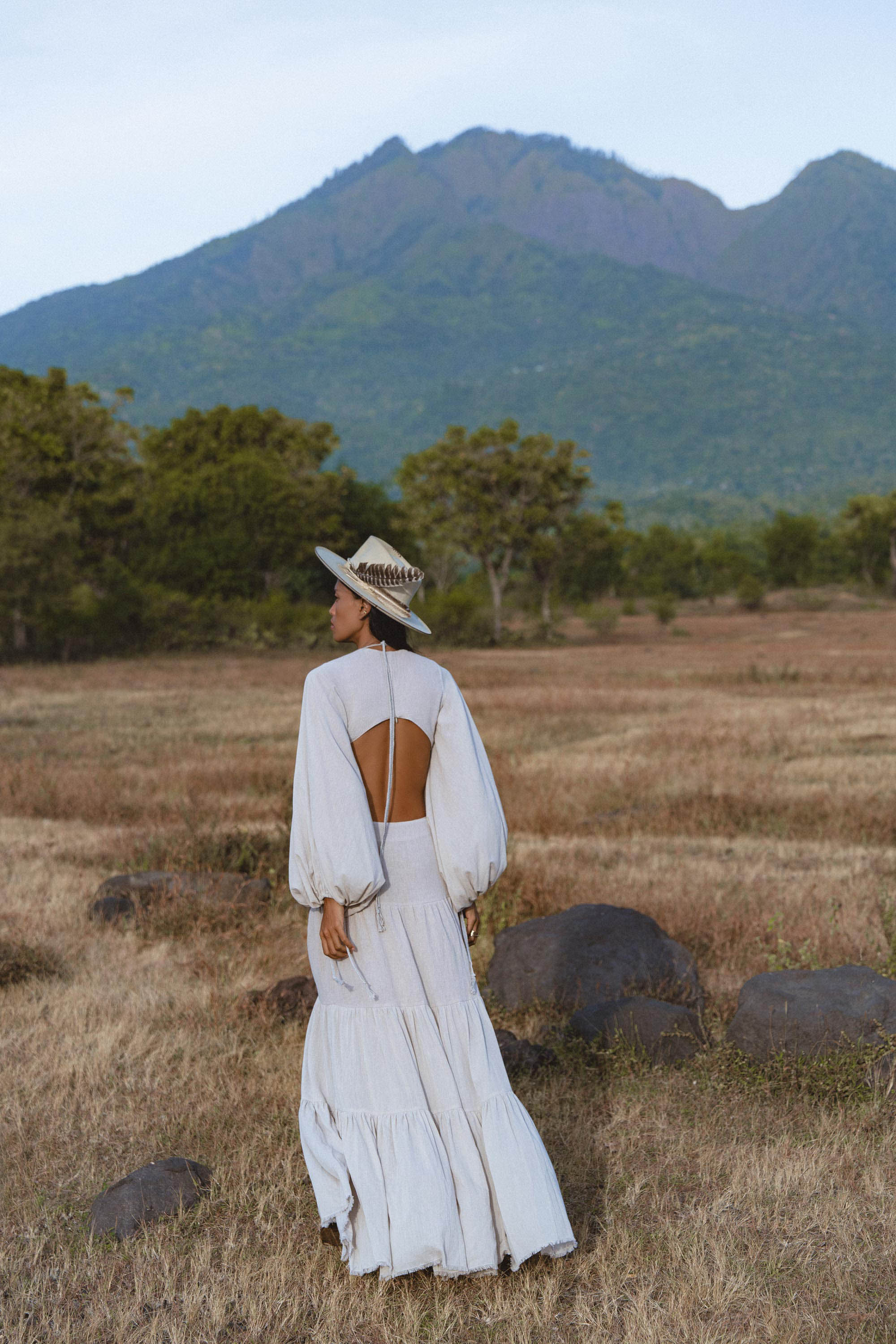 Samudra Dress in Celestial Mist Blue Colour – Organic Bohemian Garment - AYA SW IDR