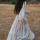 Samudra Dress in Celestial Mist Blue Colour – Organic Bohemian Garment - AYA SW IDR