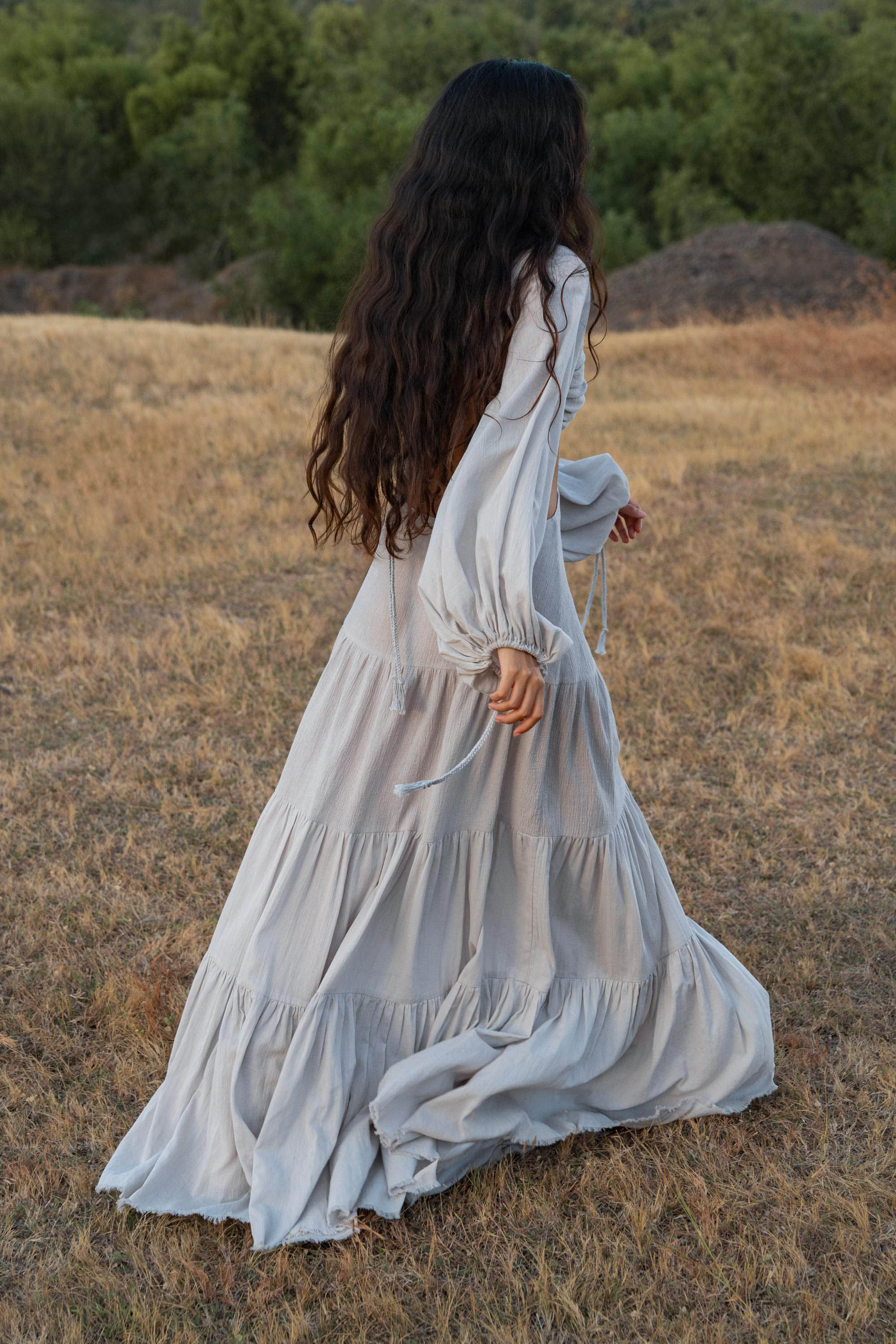 Samudra Dress in Celestial Mist Blue Colour – Organic Bohemian Garment - AYA SW IDR