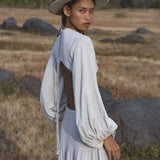 Samudra Dress in Celestial Mist Blue Colour – Organic Bohemian Garment - AYA SW IDR