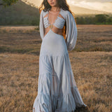 Samudra Dress in Celestial Mist Blue Colour – Organic Bohemian Garment - AYA SW IDR