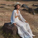 Samudra Dress in Celestial Mist Blue Colour – Organic Bohemian Garment - AYA SW IDR