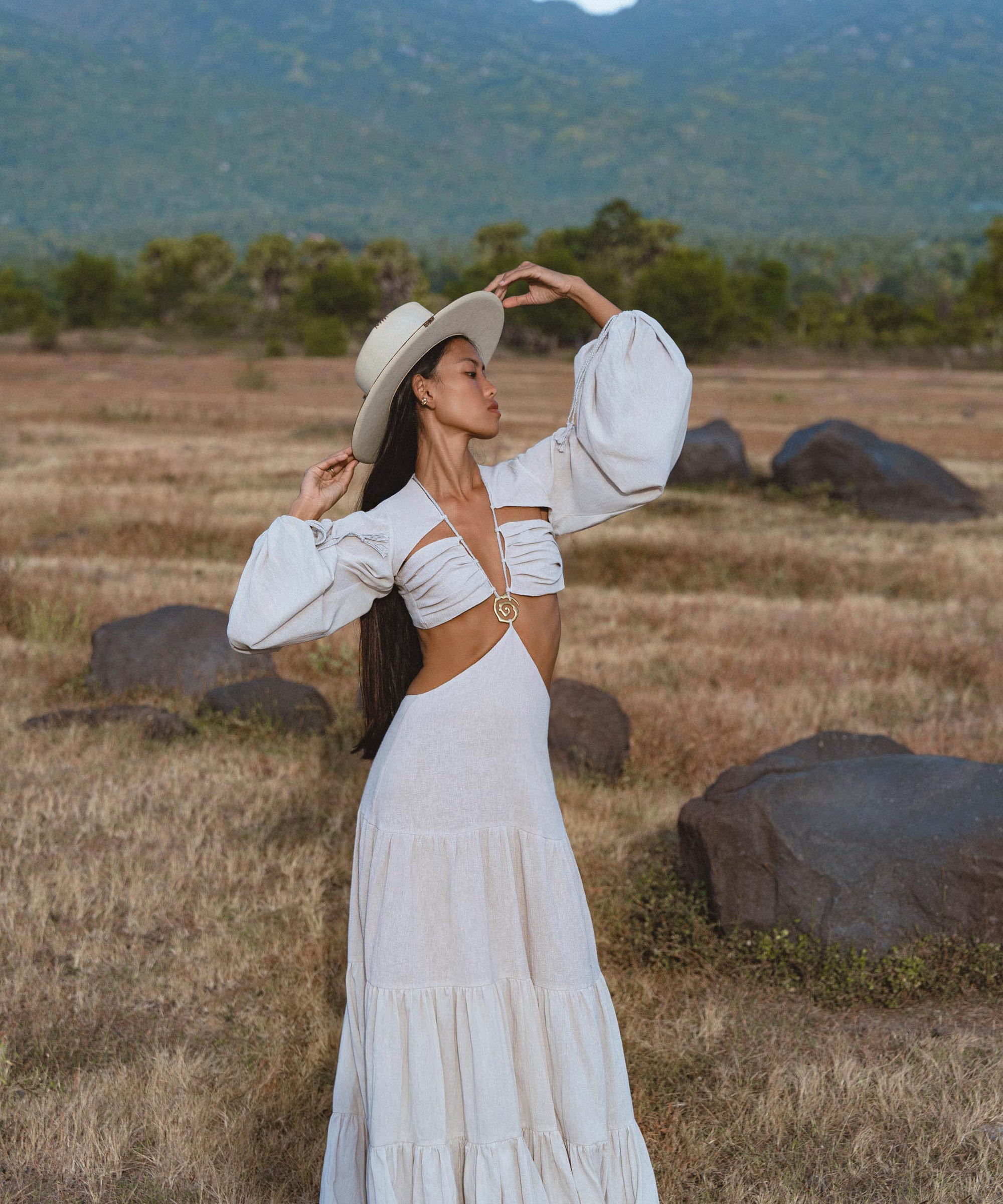 Samudra Dress in Celestial Mist Blue Colour – Organic Bohemian Garment - AYA SW IDR