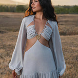 Samudra Dress in Celestial Mist Blue Colour – Organic Bohemian Garment - AYA SW IDR