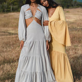 Samudra Dress in Celestial Mist Blue Colour – Organic Bohemian Garment - AYA SW IDR