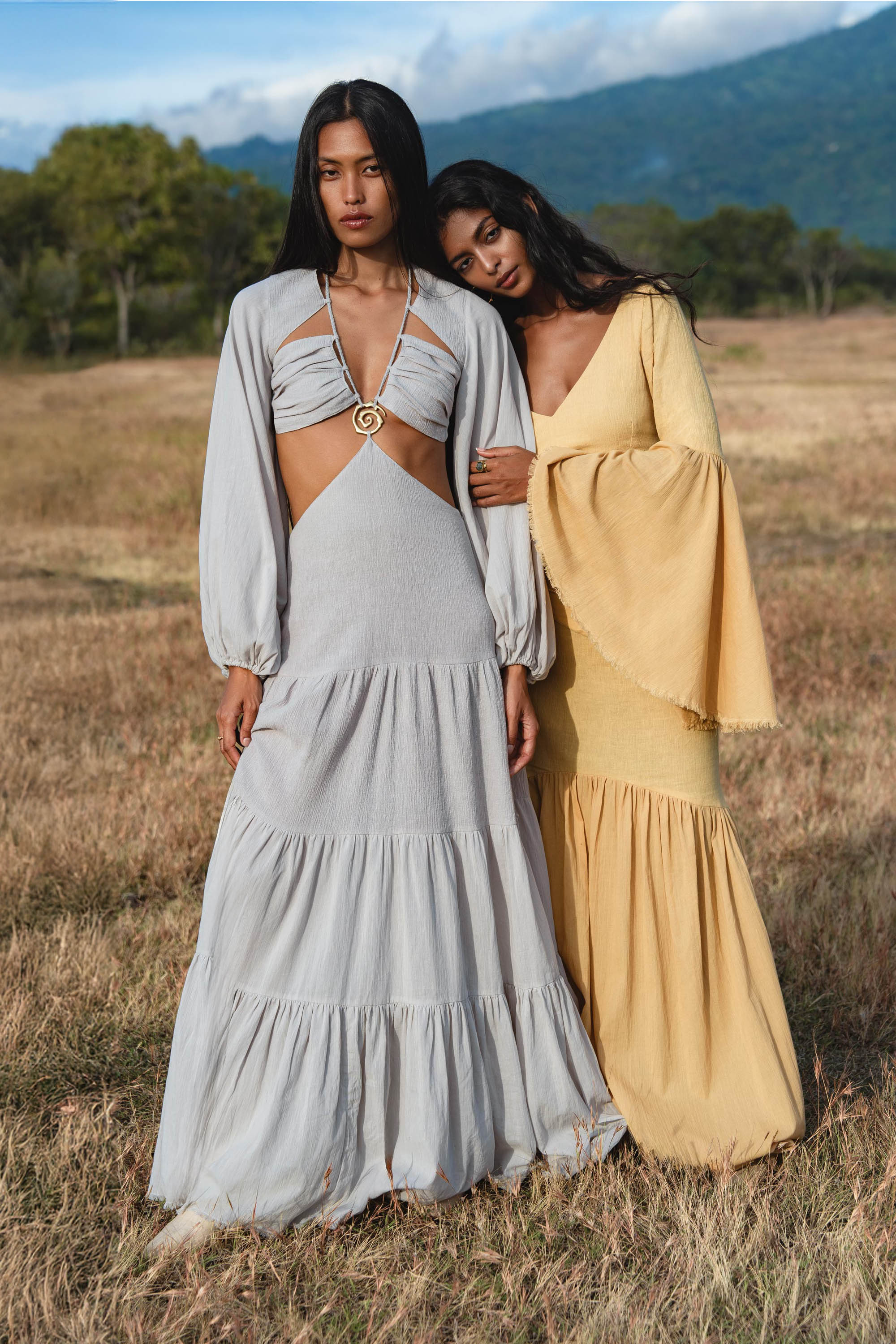Samudra Dress in Celestial Mist Blue Colour – Organic Bohemian Garment - AYA SW IDR