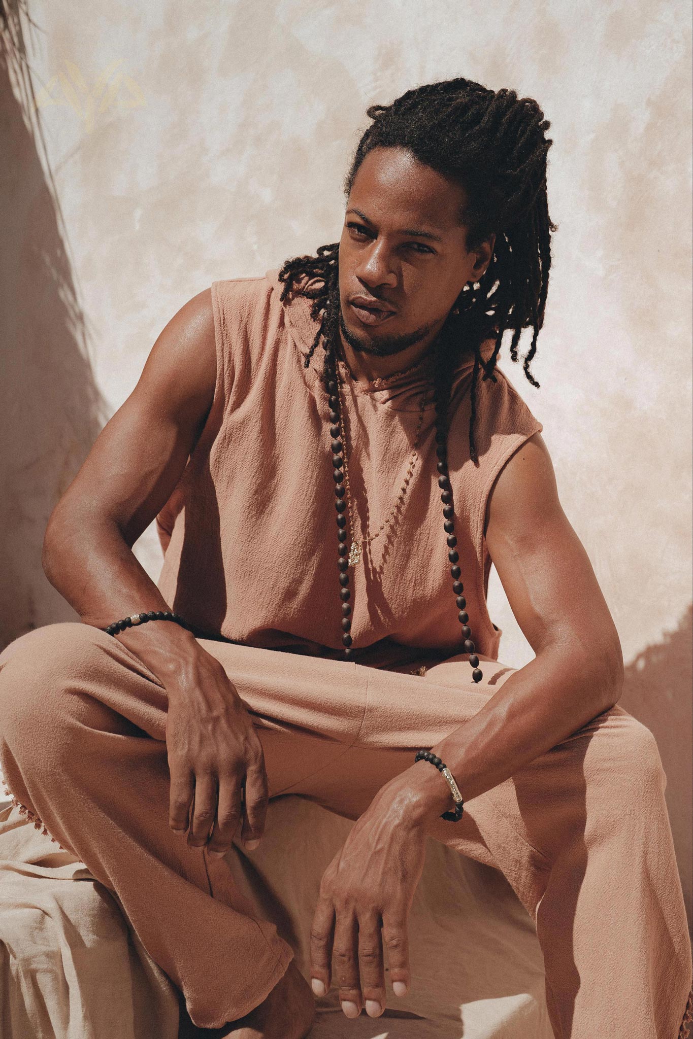 Sandalwood Colour Handwoven Cotton Sleeveless Hoody for Men - AYA SW IDR