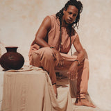 Sandalwood Colour Handwoven Cotton Sleeveless Hoody for Men - AYA SW IDR