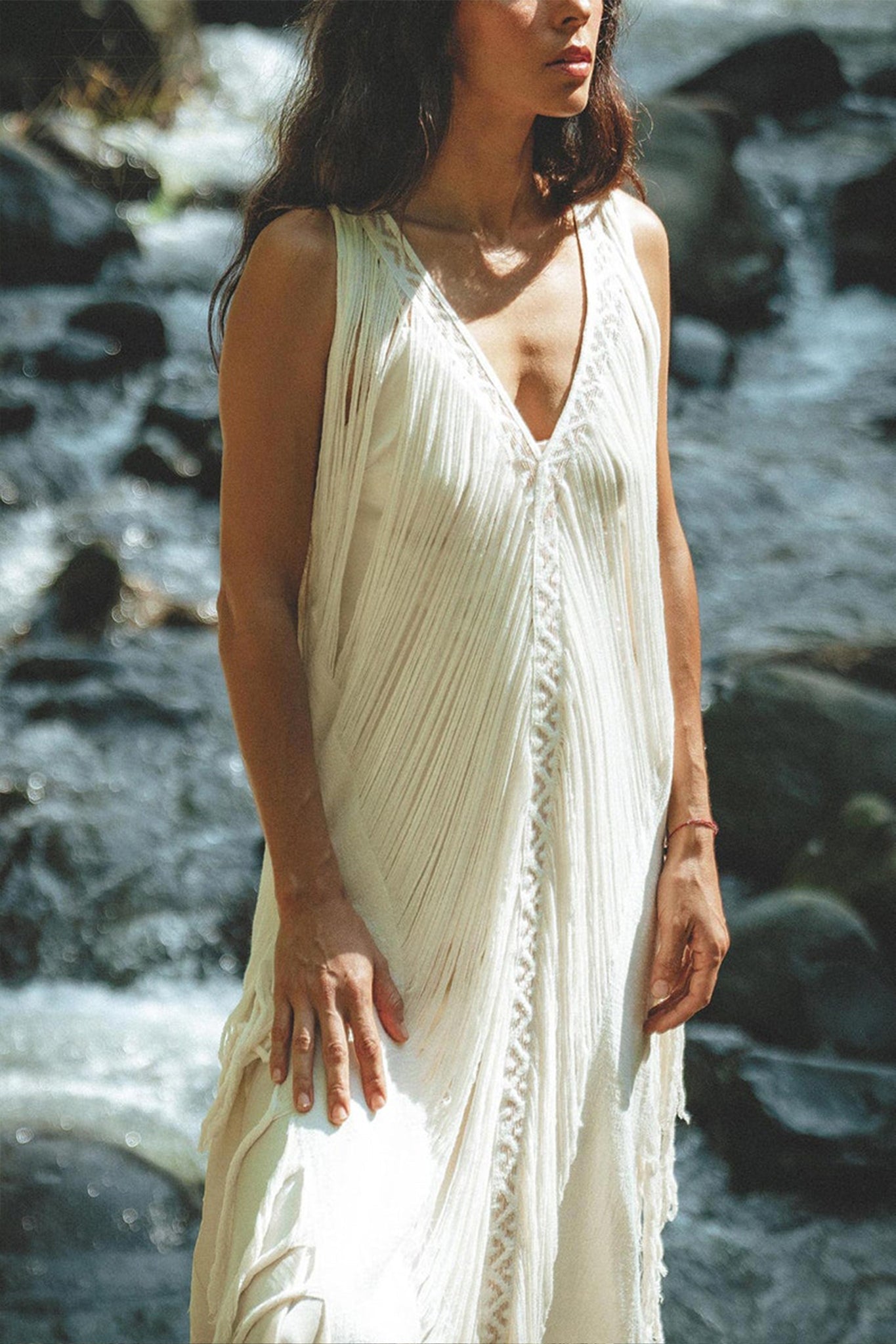 See Through Dress • Long Maxi Dress • Tribal Raw Cotton Cover - up - AYA SW IDR
