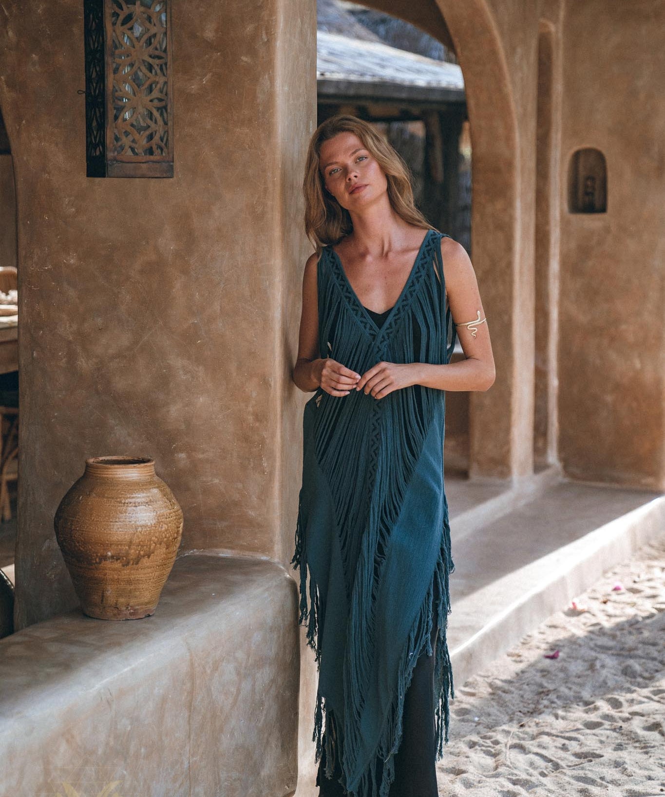 See Through Dress • Navy Blue Long Maxi Dress • Tribal Raw Cotton Cover - up - AYA SW IDR