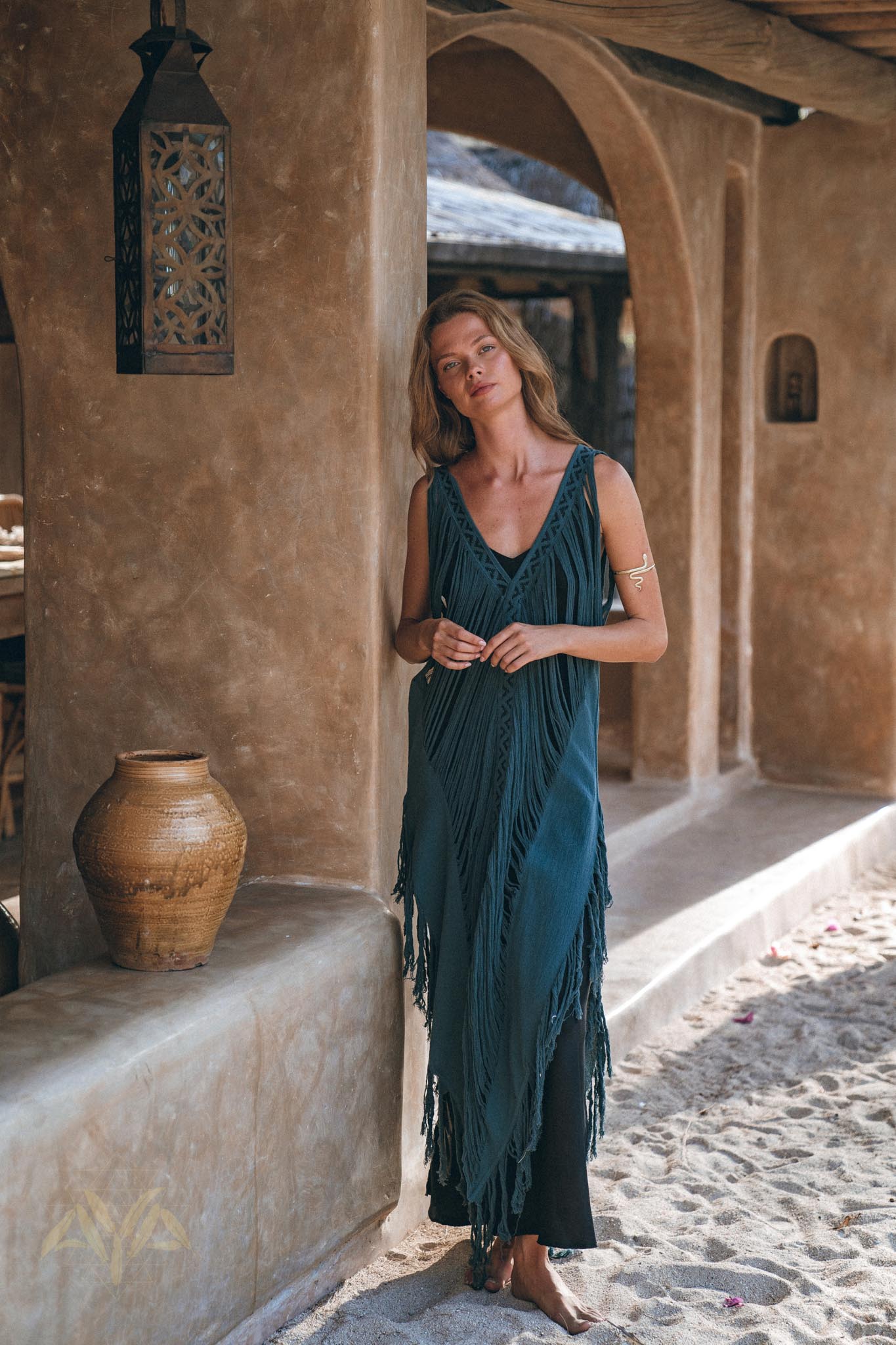 See Through Dress • Navy Blue Long Maxi Dress • Tribal Raw Cotton Cover - up - AYA SW IDR