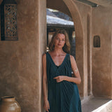 See Through Dress • Navy Blue Long Maxi Dress • Tribal Raw Cotton Cover - up - AYA SW IDR
