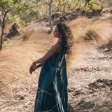See Through Dress • Navy Blue Long Maxi Dress • Tribal Raw Cotton Cover - up - AYA SW IDR