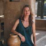 See Through Dress • Navy Blue Long Maxi Dress • Tribal Raw Cotton Cover - up - AYA SW IDR