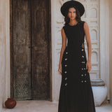 Selkie Dress Black• Open Sides Macrame Robes Dress • Organic Dress - AYA SW IDR