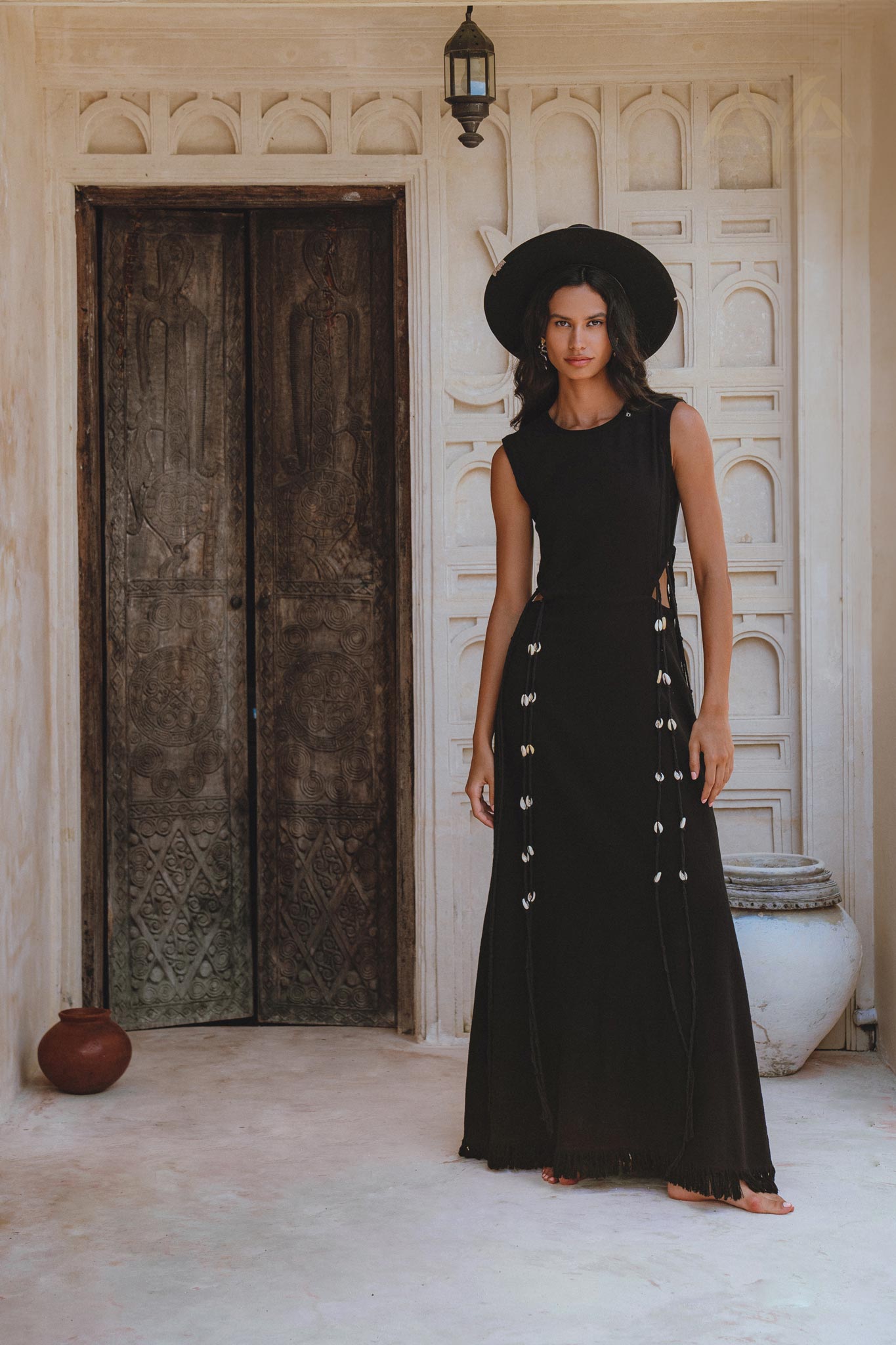Selkie Dress Black• Open Sides Macrame Robes Dress • Organic Dress - AYA SW IDR