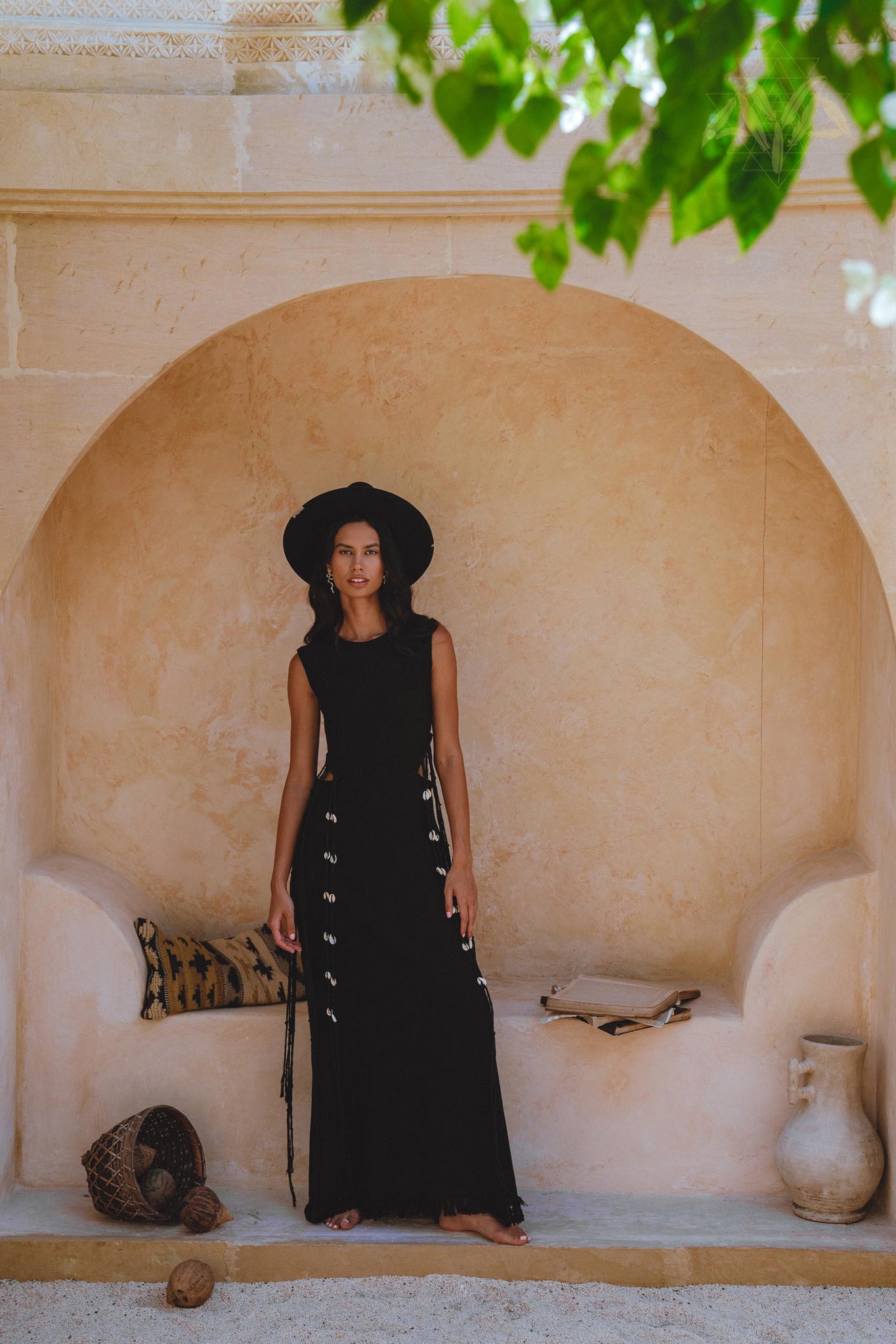 Selkie Dress Black• Open Sides Macrame Robes Dress • Organic Dress - AYA SW IDR
