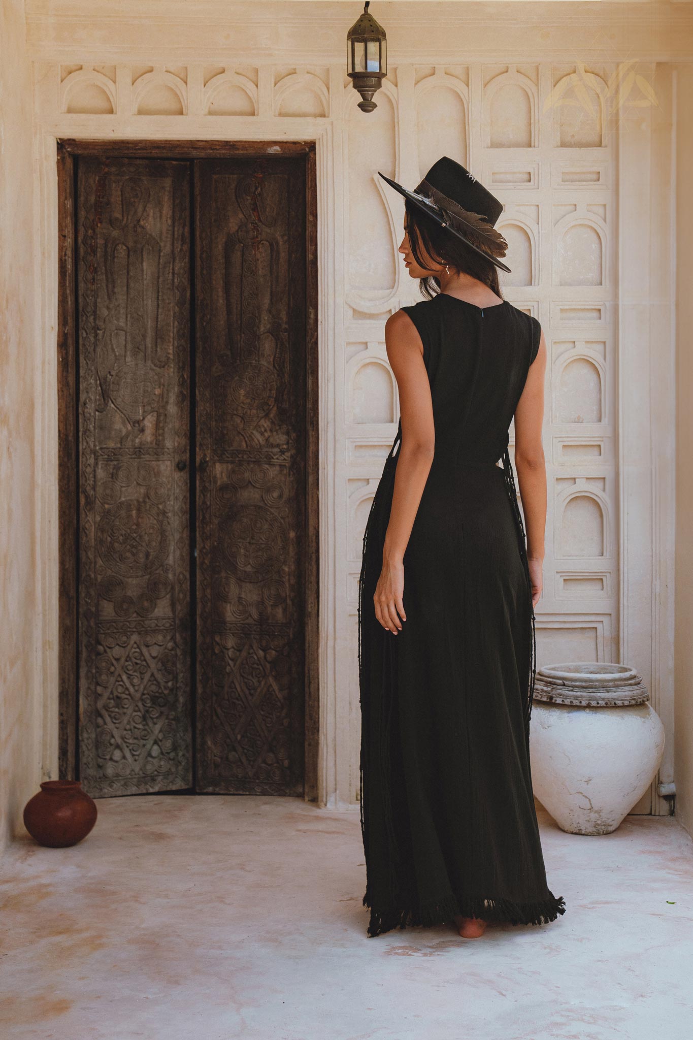 Selkie Dress Black• Open Sides Macrame Robes Dress • Organic Dress - AYA SW IDR