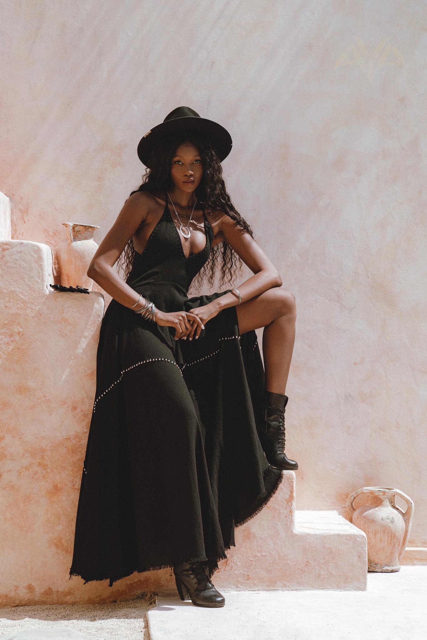 Shakti Dress • Black Gothic Cocktail Dress • Boho Summer Dress - AYA SW IDR