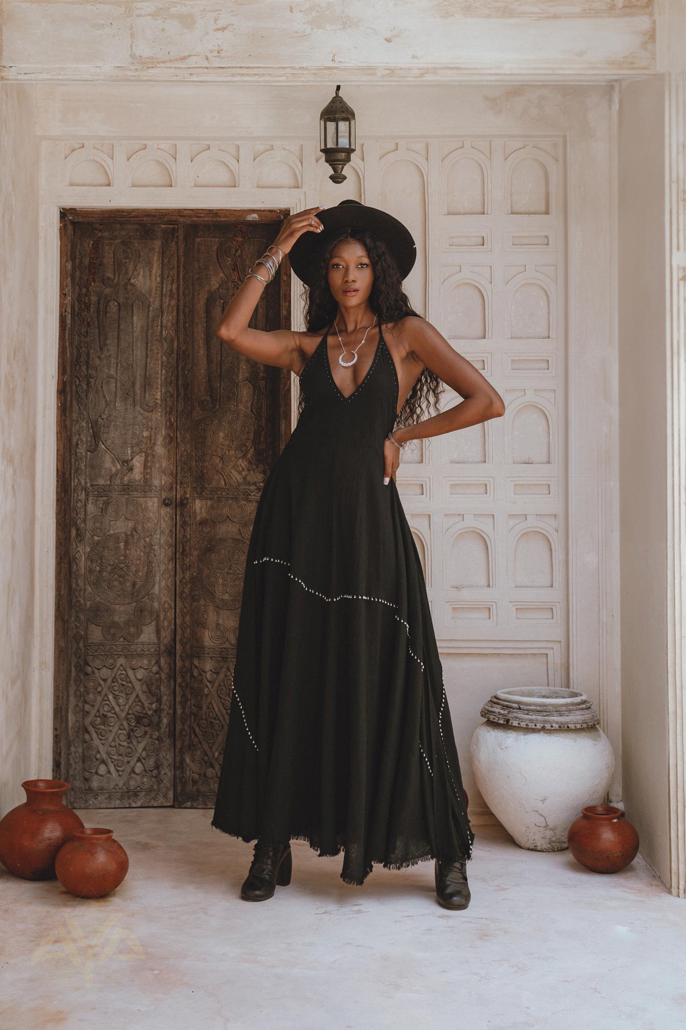 Shakti Dress • Black Gothic Cocktail Dress • Boho Summer Dress - AYA SW IDR