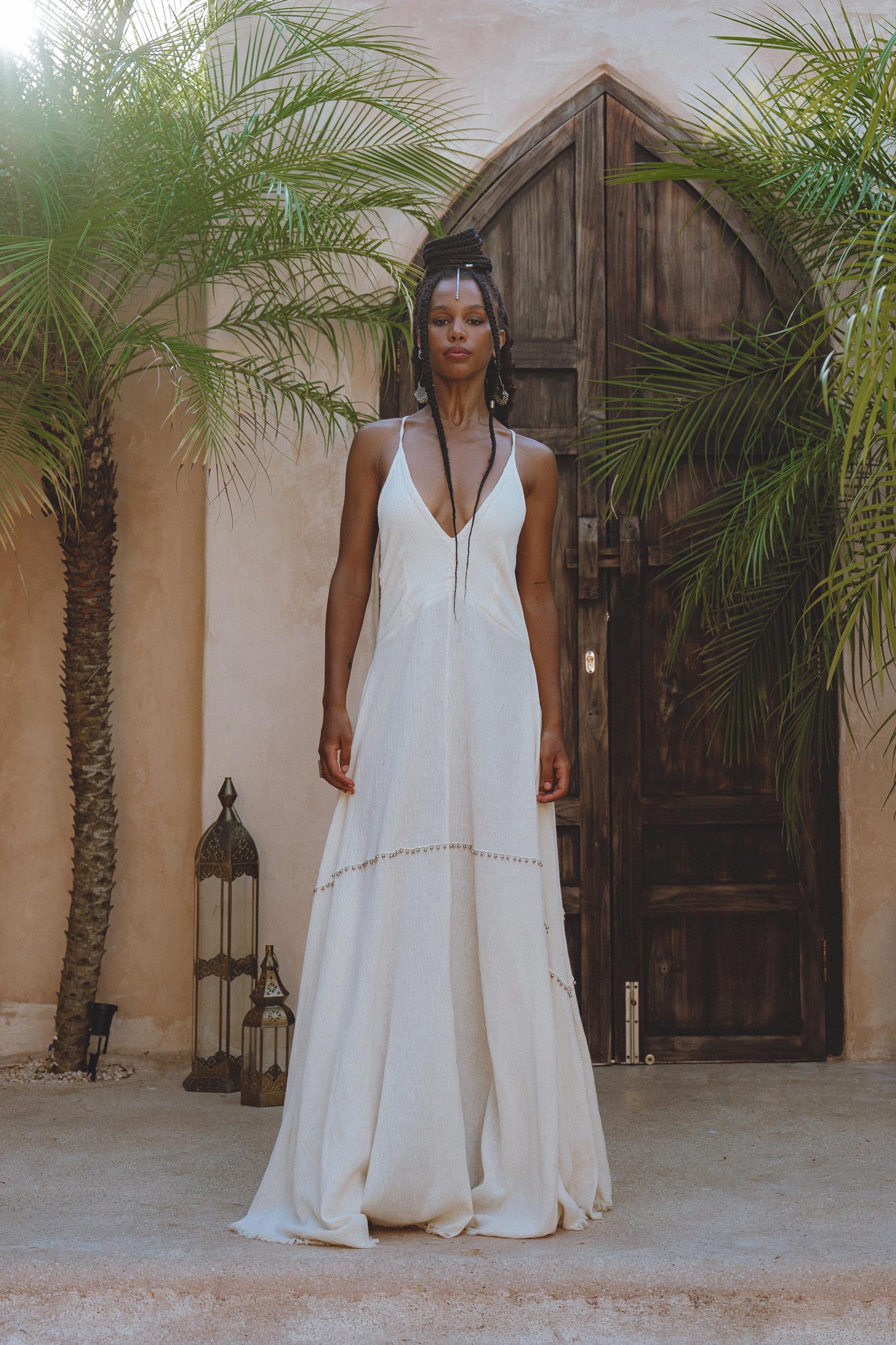 Shakti Dress • Off White Sexy Open Neckline Dress • Hippie Dress - AYA SW IDR