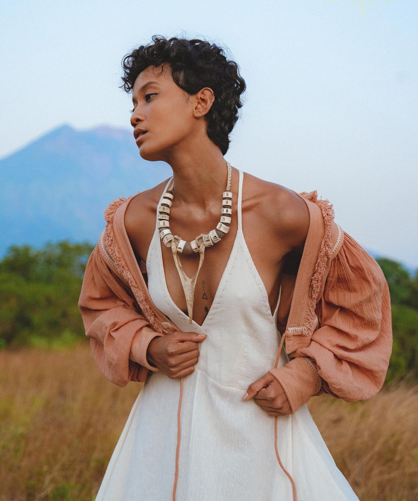 Shakti Dress • Off White Sexy Open Neckline Dress • Hippie Dress - AYA SW IDR