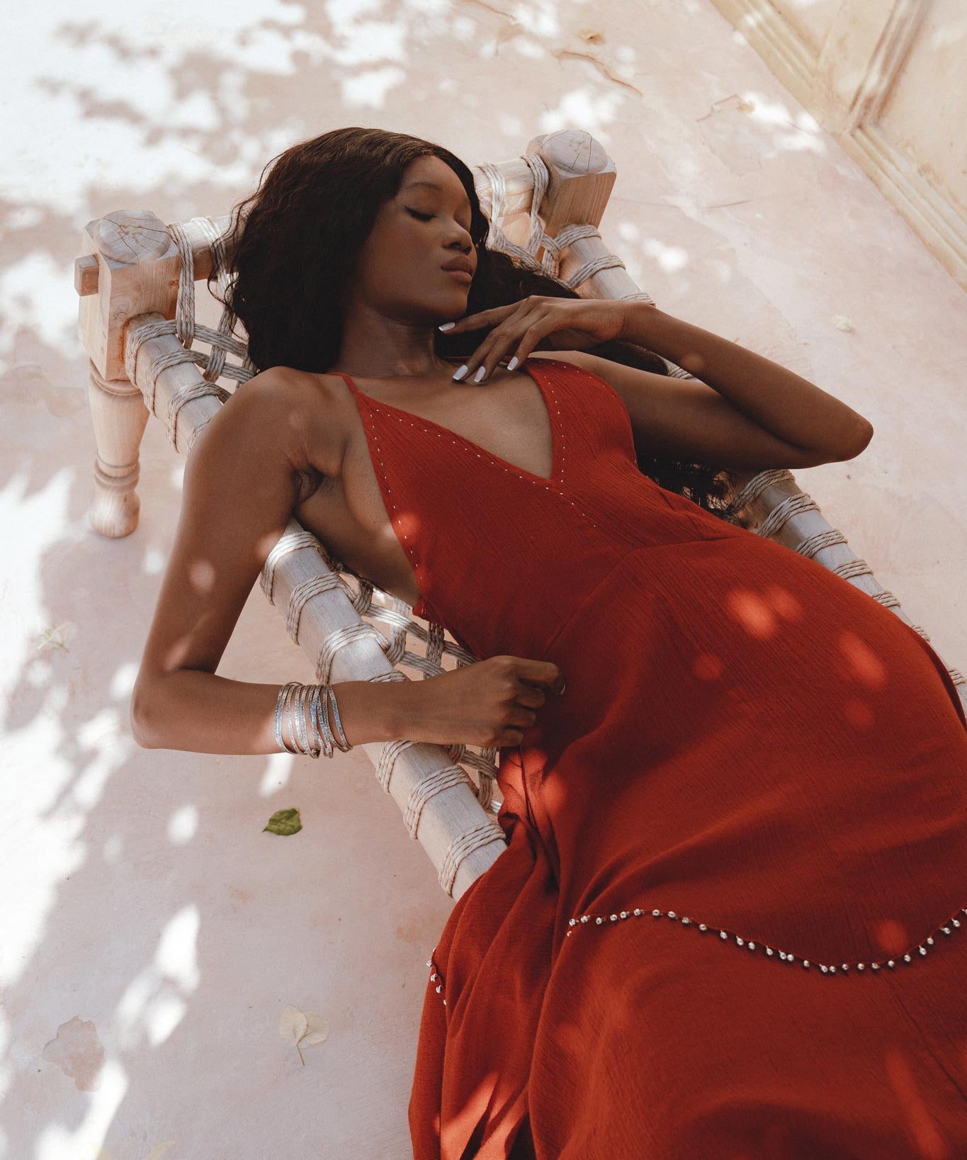 Shakti Dress • Red Boho Jingle Bells Dress • Sexy Open Neckline Dress - AYA SW IDR