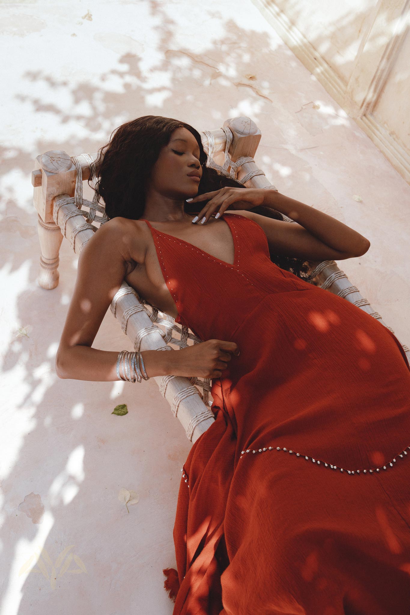 Shakti Dress • Red Boho Jingle Bells Dress • Sexy Open Neckline Dress - AYA SW IDR