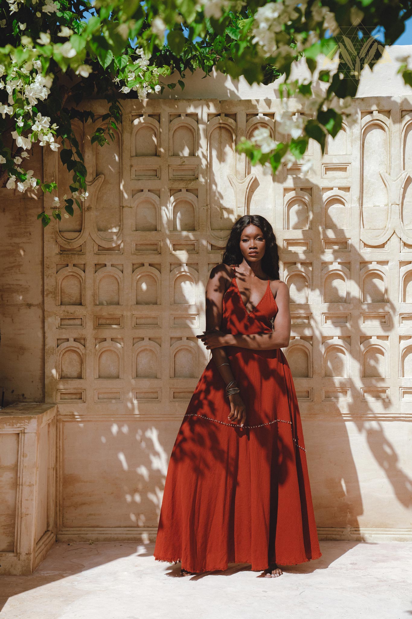 Shakti Dress • Red Boho Jingle Bells Dress • Sexy Open Neckline Dress - AYA SW IDR